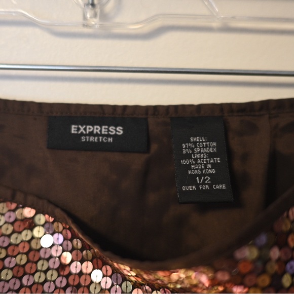 Vintage Express Y2K Sequin Mini Skirt - Copper & Gold Womens Size 1/2 NWOT - Picture 5 of 11